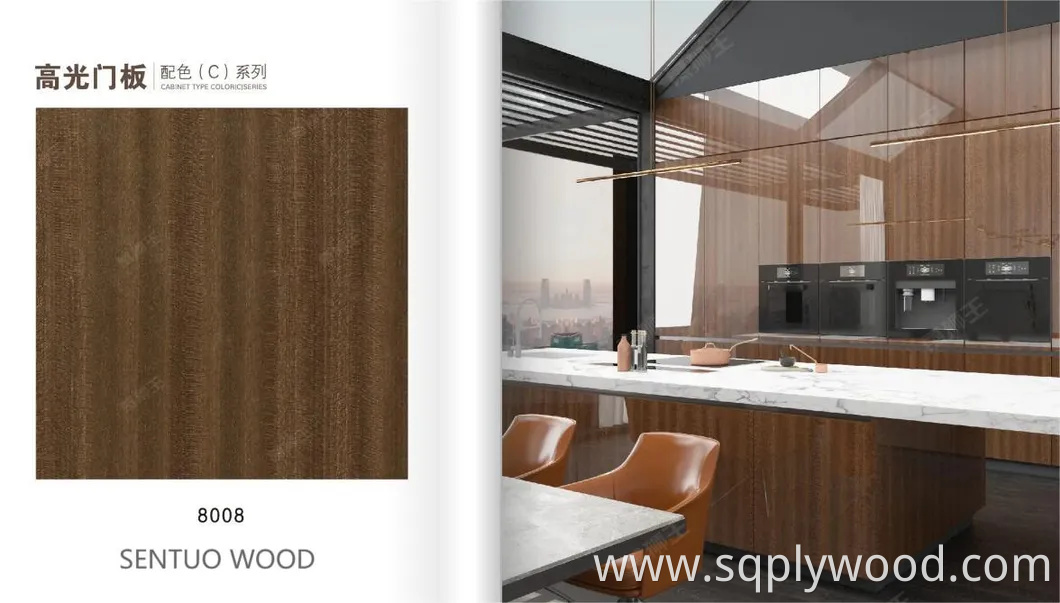 for Interior Wall Panel UV Glossy Laminated Pet Particleboard Melamine MDF